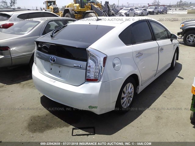 JTDKN3DP9E3064398 - 2014 TOYOTA PRIUS PLUG-IN  WHITE photo 4