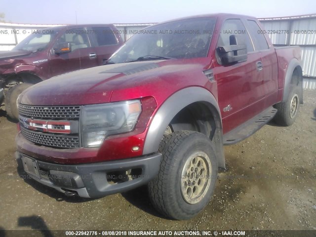 1FTFX1R65EFA63053 - 2014 FORD F150 SVT RAPTOR RED photo 2