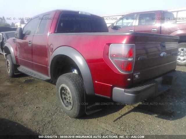 1FTFX1R65EFA63053 - 2014 FORD F150 SVT RAPTOR RED photo 3