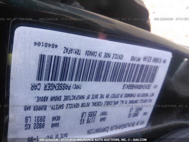 2B3HD46RXXH668416 - 1999 DODGE INTREPID GREEN photo 9