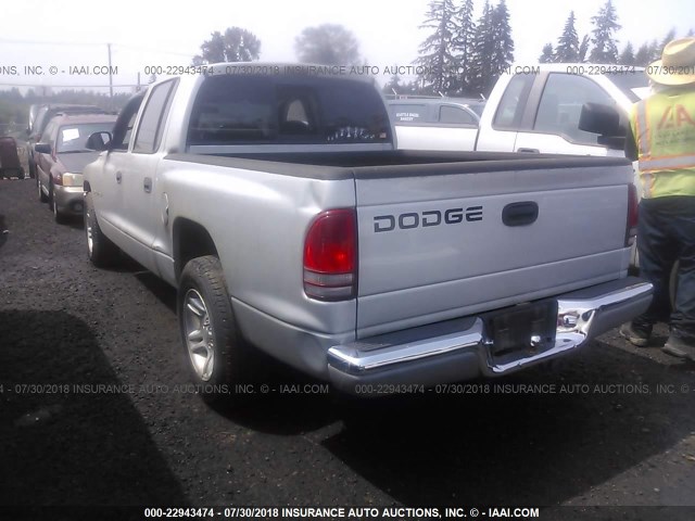 1B7HL2AN81S316039 - 2001 DODGE DAKOTA QUAD SILVER photo 3