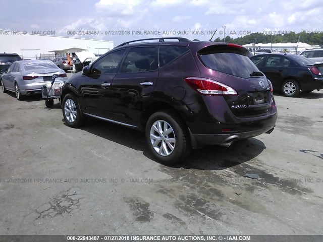 JN8AZ1MU4DW203171 - 2013 NISSAN MURANO S/SL/LE PURPLE photo 3