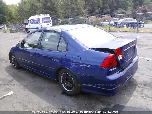 2HGES16395H512111 - 2005 HONDA CIVIC DX VP BLUE photo 3