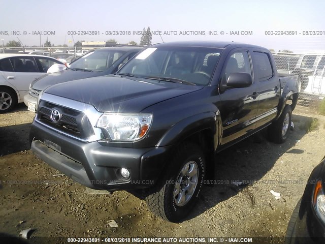 3TMJU4GN9EM162523 - 2014 TOYOTA TACOMA DOUBLE CAB PRERUNNER GRAY photo 2