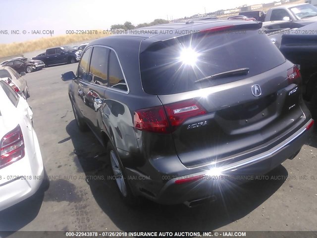 2HNYD2H69BH511680 - 2011 ACURA MDX TECHNOLOGY GRAY photo 3