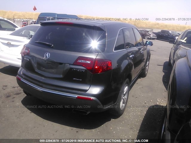 2HNYD2H69BH511680 - 2011 ACURA MDX TECHNOLOGY GRAY photo 4