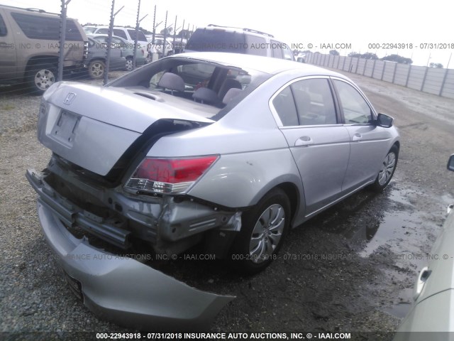 1HGCP2F30AA186724 - 2010 HONDA ACCORD LX SILVER photo 4