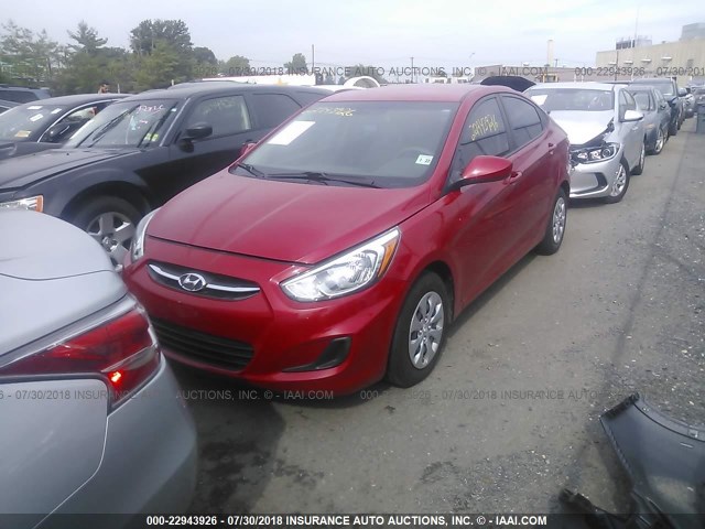 KMHCT4AE5GU138069 - 2016 HYUNDAI ACCENT SE RED photo 2