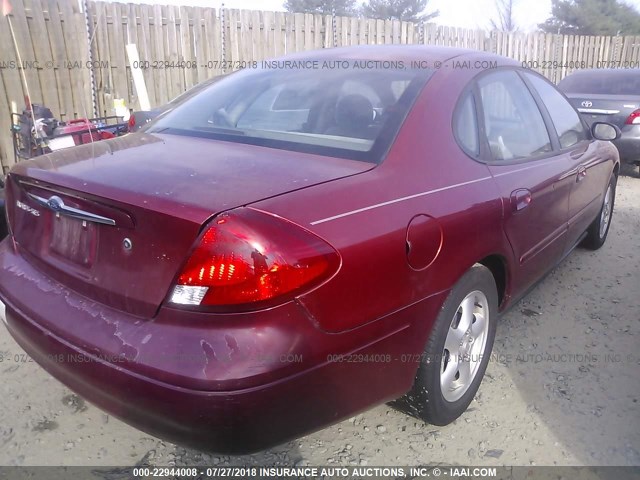 1FAFP55213A277354 - 2003 FORD TAURUS SES RED photo 4
