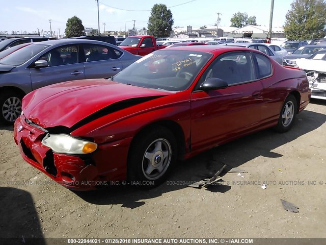 2G1WX12K749456608 - 2004 CHEVROLET MONTE CARLO SS RED photo 2