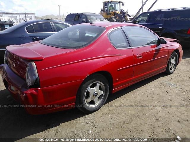 2G1WX12K749456608 - 2004 CHEVROLET MONTE CARLO SS RED photo 4