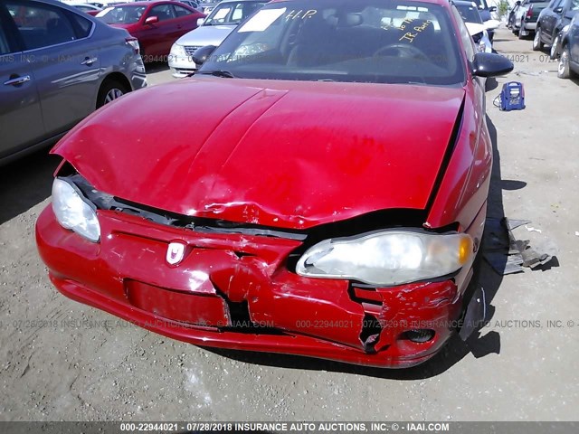 2G1WX12K749456608 - 2004 CHEVROLET MONTE CARLO SS RED photo 6