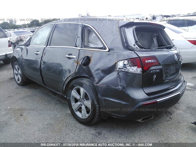 2HNYD2H66BH502774 - 2011 ACURA MDX TECHNOLOGY GRAY photo 3