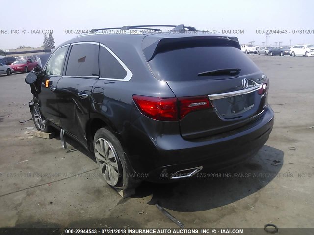 5FRYD4H45GB054491 - 2016 ACURA MDX TECHNOLOGY GRAY photo 3