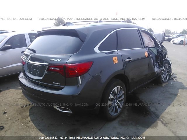 5FRYD4H45GB054491 - 2016 ACURA MDX TECHNOLOGY GRAY photo 4