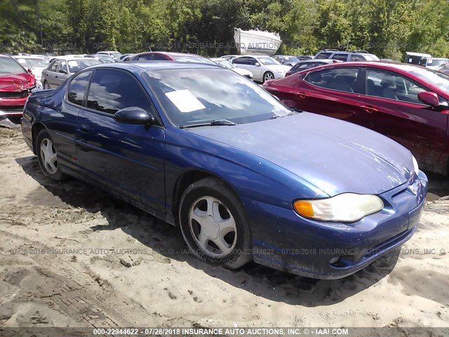 2G1WX12K639329041 - 2003 CHEVROLET MONTE CARLO SS BLUE photo 1