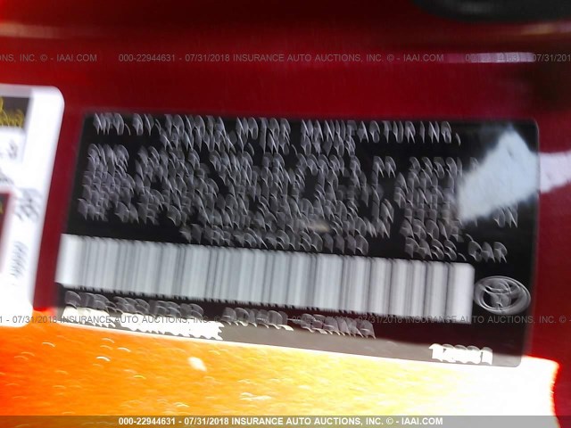 4T1BE46K49U301110 - 2009 TOYOTA CAMRY SE/LE/XLE წითელი ფოტო 9