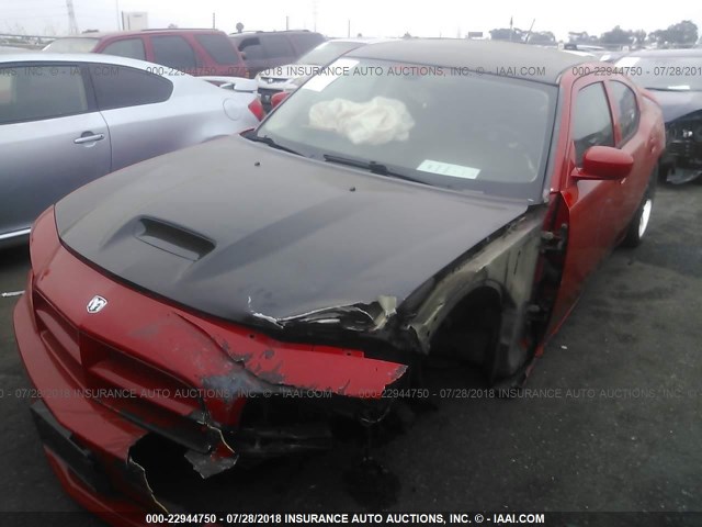 2B3KA73W08H198120 - 2008 DODGE CHARGER SRT-8 RED photo 2