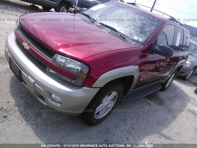 1GNDT13S322300352 - 2002 CHEVROLET TRAILBLAZER  RED photo 2