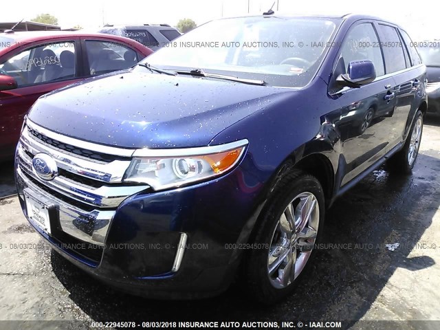 2FMDK4KCXBBB44145 - 2011 FORD EDGE LIMITED Dark Blue photo 2