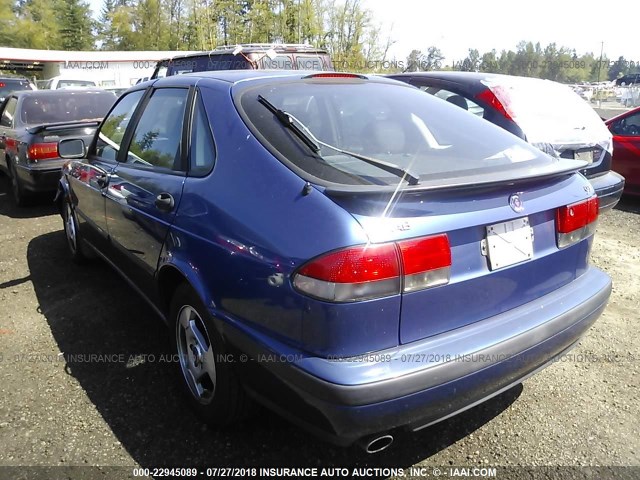 YS3DD55N3X2074365 - 1999 SAAB 9-3 S BLUE photo 3