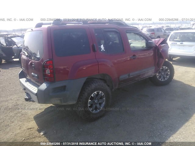 5N1AN0NW9EN812244 - 2014 NISSAN XTERRA X/S/PRO-4X RED photo 4