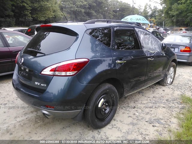 JN8AZ1MW3DW304817 - 2013 NISSAN MURANO S/SL/LE BLUE photo 4