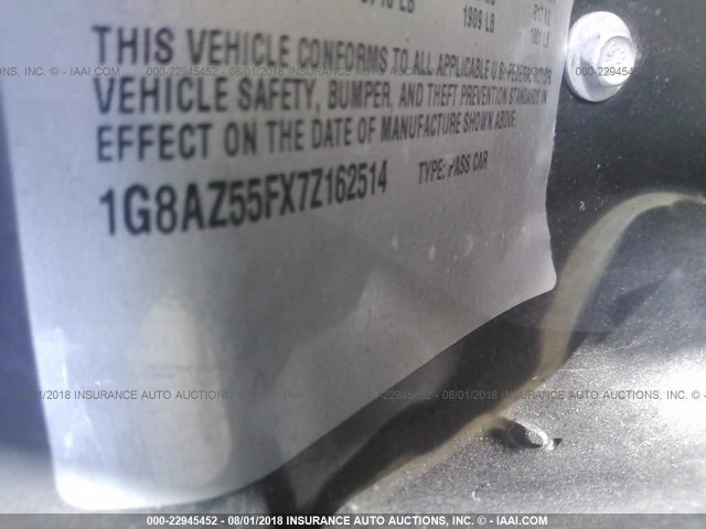 1G8AZ55FX7Z162514 - 2007 SATURN ION LEVEL 2 黑色 照片 9