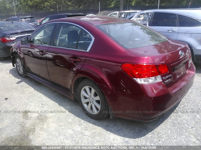 4S3BMBC69B3214902 - 2011 SUBARU LEGACY 2.5I PREMIUM RED photo 3