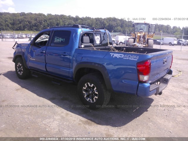 3TMCZ5AN3HM116795 - 2017 TOYOTA TACOMA DBL CAB/SR/TRDSPT/OR/PRO BLUE photo 3