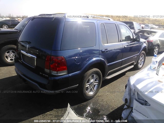 5LMEU88H04ZJ31698 - 2004 LINCOLN AVIATOR 蓝色 照片 4