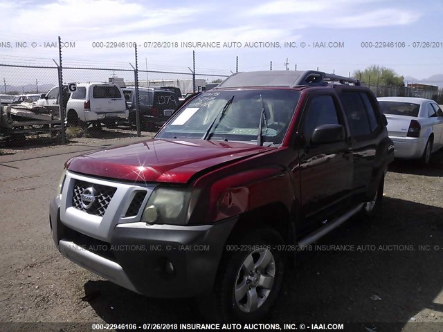 5N1AN0NU8AC524851 - 2010 NISSAN XTERRA OFF ROAD/S/SE RED photo 2