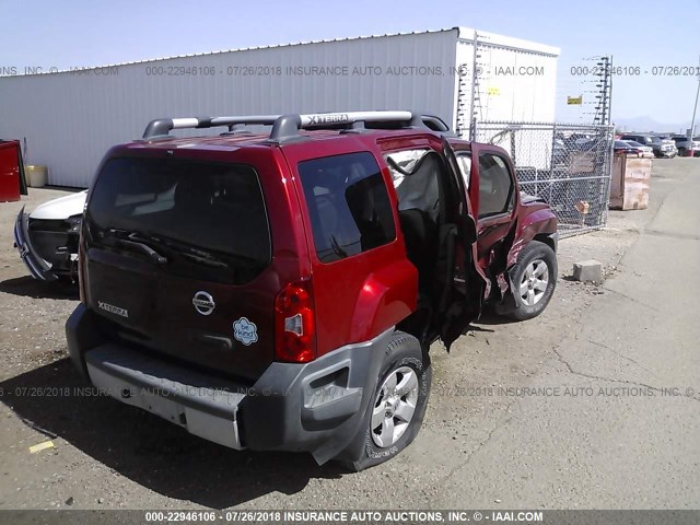 5N1AN0NU8AC524851 - 2010 NISSAN XTERRA OFF ROAD/S/SE RED photo 4