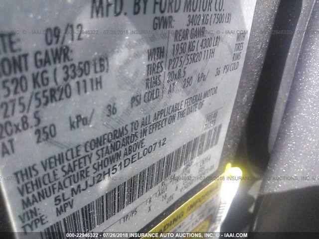 5LMJJ2H51DEL00712 - 2013 LINCOLN NAVIGATOR GRAY photo 9