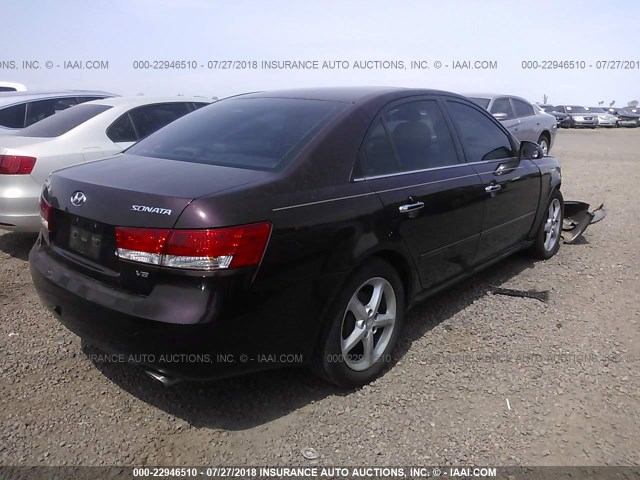 5NPEU46F76H056770 - 2006 HYUNDAI SONATA GLS/LX BURGUNDY photo 4