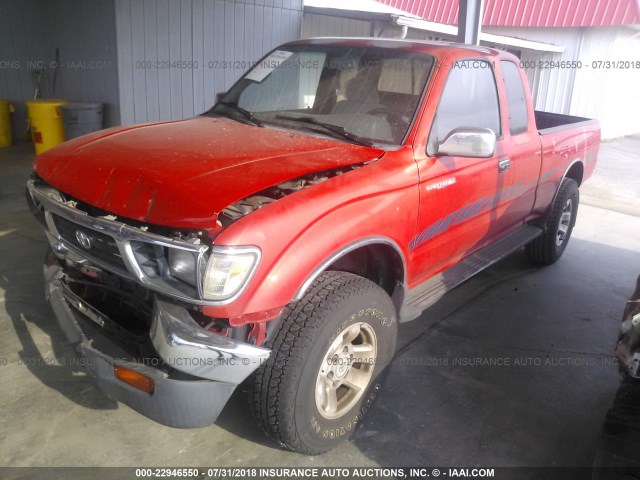 4TAWN74N9TZ187244 - 1996 TOYOTA TACOMA XTRACAB SR5 RED photo 2