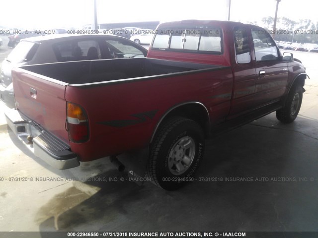 4TAWN74N9TZ187244 - 1996 TOYOTA TACOMA XTRACAB SR5 RED photo 4