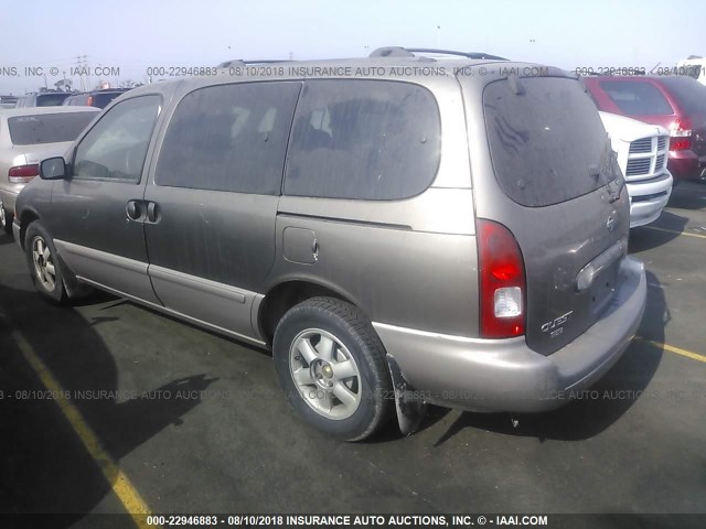 4N2ZN16T71D812211 - 2001 NISSAN QUEST SE BEIGE photo 3