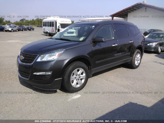 1GNKRFKD5FJ317963 - 2015 CHEVROLET TRAVERSE LS BLACK photo 2