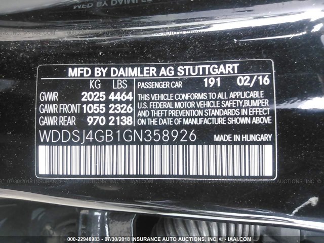 WDDSJ4GB1GN358926 - 2016 MERCEDES-BENZ CLA 250 4MATIC BLACK photo 9