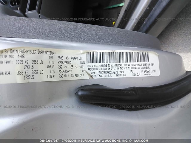 1J8HG48N26C317879 - 2006 JEEP COMMANDER ვერცხლისფერი ფოტო 9