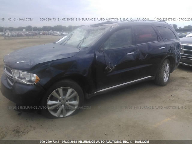 1C4SDJDT9DC689824 - 2013 DODGE DURANGO CREW BLACK photo 2