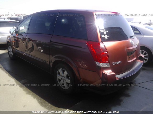 5N1BV28U84N322113 - 2004 NISSAN QUEST S/SE/SL ORANGE photo 3