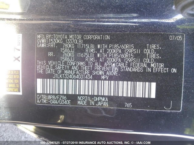 JTLKT324064031434 - 2006 TOYOTA SCION XB Qara foto 9