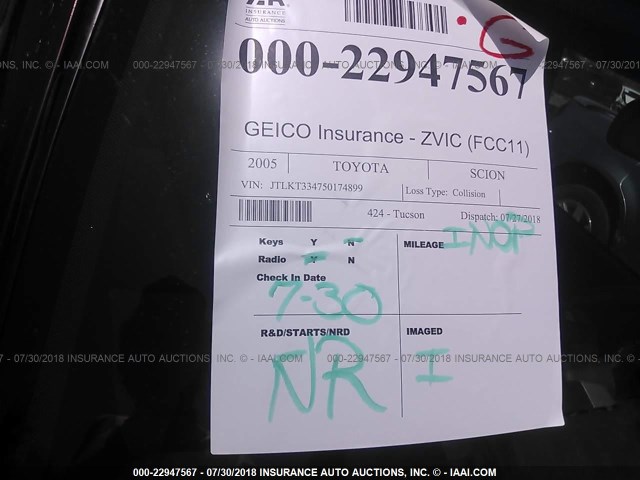 JTLKT334750174899 - 2005 TOYOTA SCION XB Púrpura foto 7