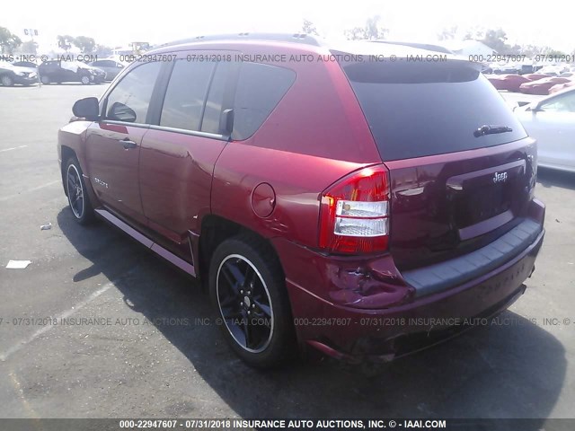 1J8FT47W88D752741 - 2008 JEEP COMPASS SPORT BURGUNDY photo 3