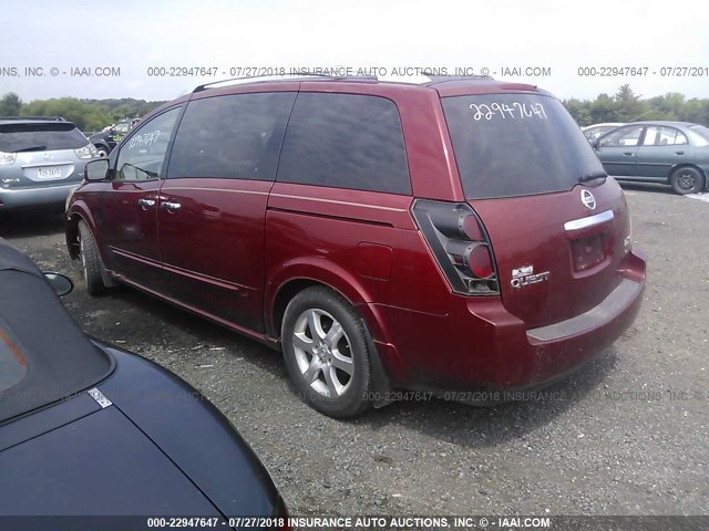 5N1BV28U07N136439 - 2007 NISSAN QUEST S/SE/SL RED photo 3