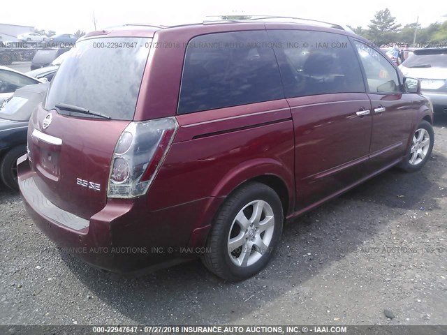 5N1BV28U07N136439 - 2007 NISSAN QUEST S/SE/SL RED photo 4