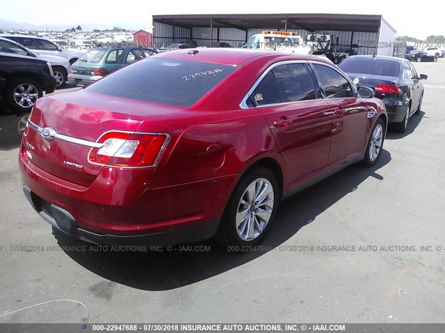 1FAHP2FW4AG143098 - 2010 FORD TAURUS LIMITED RED photo 4