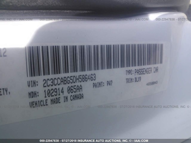 2C3CCABG5DH586463 - 2013 CHRYSLER 300 S WHITE photo 9